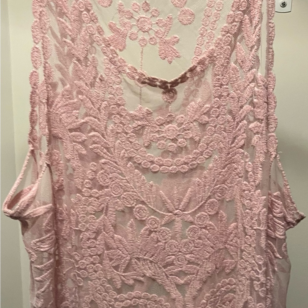 Pink Lace Overlay Top